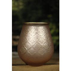 Üveg gyertyatartó - Rózsaszín - 18 cm  