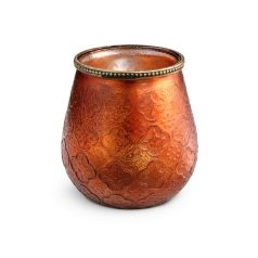 Üveg gyertyatartó - Rézszínű - 18 cm  