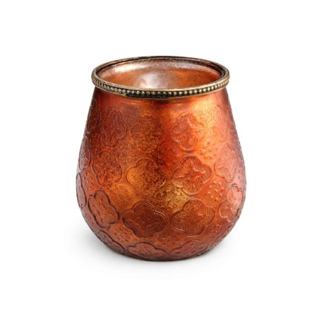 Üveg gyertyatartó - Rézszínű - 18 cm  