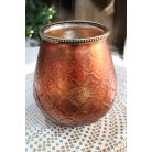 Üveg gyertyatartó - Rézszínű - 18 cm  