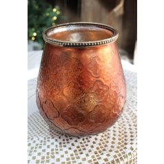 Üveg gyertyatartó - Rézszínű - 18 cm  
