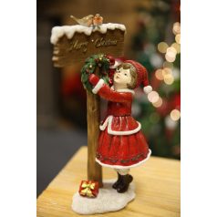 Piros karácsonyi figura - 24 cm