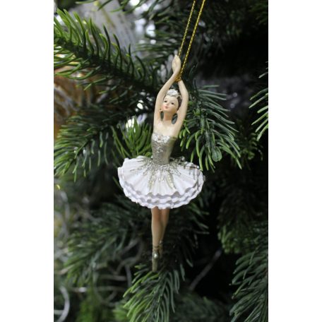 Krém karácsonyfadísz balerina - 11 cm