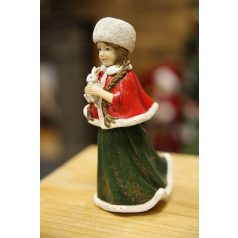 Piros-zöld karácsonyfadísz kislány figura - 19 cm 
