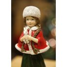 Piros-zöld karácsonyfadísz kislány figura - 19 cm 