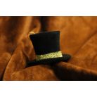 Arany-fekete karácsonyfadísz bársony cilinder - 8 cm   