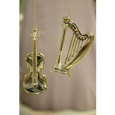 Arany karácsonyfadísz - Hegedű  - 15,5 cm