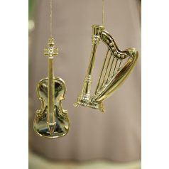 Arany karácsonyfadísz - Hárfa - 12,5 cm