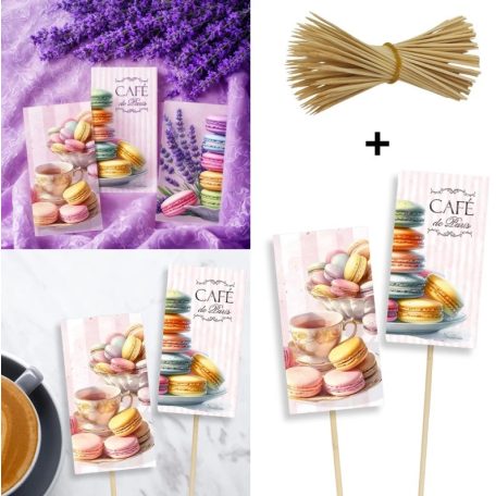 Nyomtatott dekorkarton - Macaronos táblák - 3 db/csomag