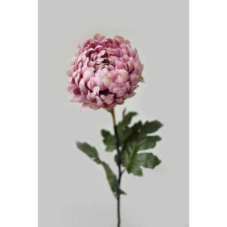 Antik rózsaszín krizantém szárral - 80 cm