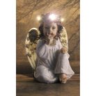 Krém-arany gondolkodó LED angyal - 18 cm  