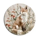 Nyomtatott fa tábla koszorú közép - Erdei állatok - Róka - 11,8 cm, 14,8 cm