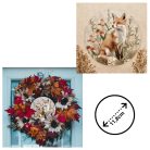 Nyomtatott fa tábla koszorú közép - Erdei állatok - Róka - 11,8 cm, 14,8 cm