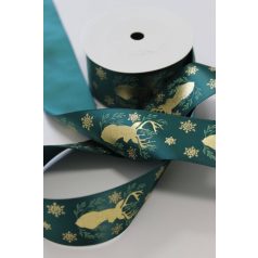 Zöld-kék karácsonyi szalag - 3,8 cm - 10 méter 