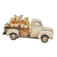 Nyomtatott dekorkarton - Őszi teherautó - 14,8x8 cm