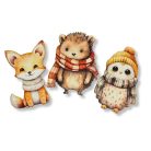 Nyomtatott dekorkarton - Rajzos őszi állatok - 7-8cm - 3 db/csomag