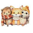 Nyomtatott dekorkarton - Rajzos őszi állatok - 7-8cm - 3 db/csomag