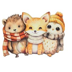   Nyomtatott dekorkarton - Rajzos őszi állatok - 7-8cm - 3 db/csomag