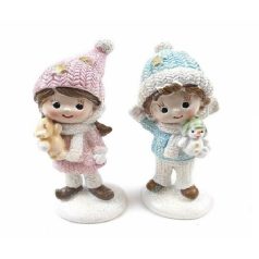   Gyerek álló fiú, lány, szarvassal, hóemberrel 2 féle - 7 cm 