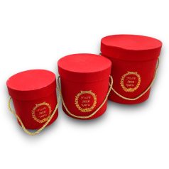   Elegáns papirdoboz - Piros - 20cm, 16 cm, 13 cm - 3 db-os szett