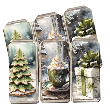 Nyomtatott dekorkarton - Karácsonyi zöld táblák - 6 db/csomag