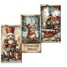 Nyomtatott dekorkarton - Karácsonyi piros-zöld táblák - 3 db/csomag