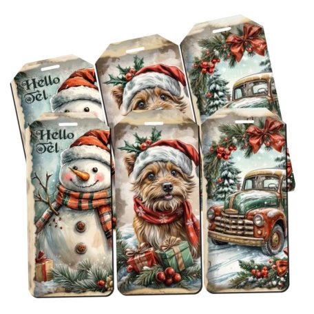 Nyomtatott dekorkarton - Karácsonyi piros-zöld táblák - 3 db/csomag