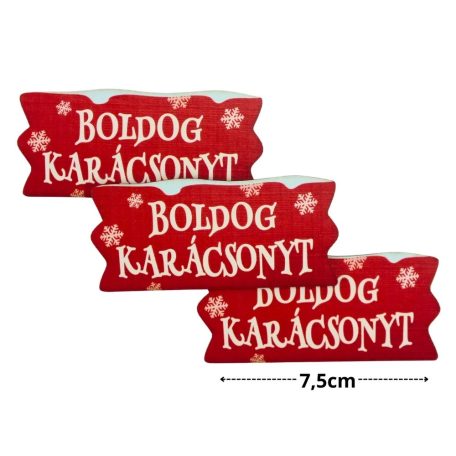Nyomtatott dekorkarton - Karácsonyi szalag tábla - Piros - 3 db/csomag