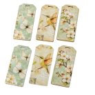 Nyomtatott dekorkarton Tavaszi zöld téma biléta - 6 cm - 6 db-os szett