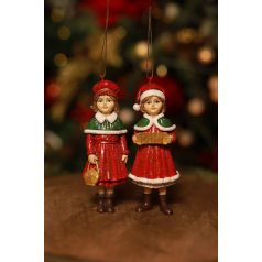   Klasszikus függő karácsonyi dekoráció lány 2 féle - 11cm