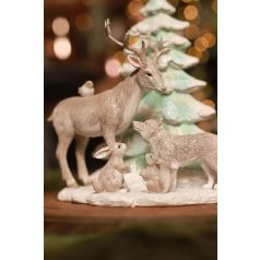 Jeges szürke karácsonyi figura erdei állatok - 21cm