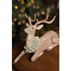 Jeges szürke karácsonyi szarvas figura - 26 cm