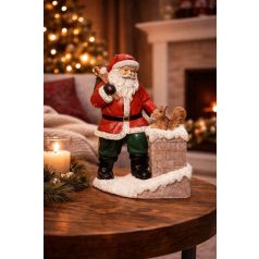 Karácsonyi Mikulás figura a kéménynél - 19 cm
