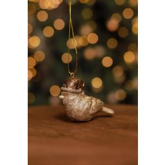 LUX arany karácsonyi dísz téli madár - 5 cm 