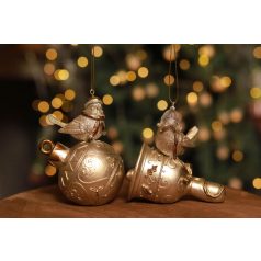 Karácsonyfadísz - LUX arany díszmadár - 11 cm 