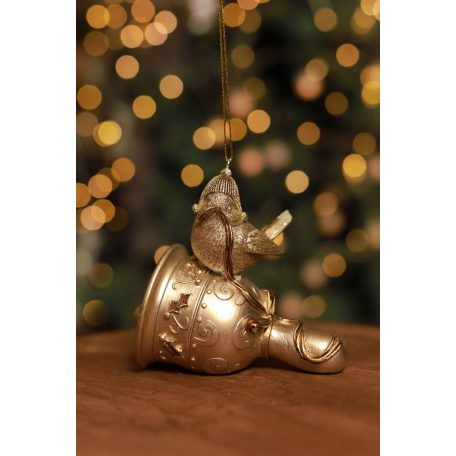LUX arany karácsonyi díszmadár - 11 cm 