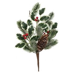 Zöld fagyos magyal és lucfenyő ág - 42 cm  