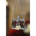 Ezüst felakasztható dísz kézitáska - 11cm