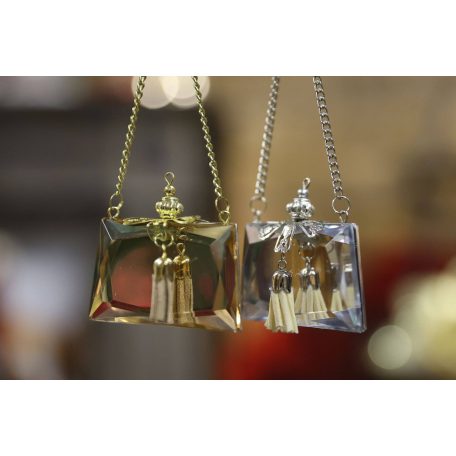 Ezüst felakasztható dísz kézitáska - 11cm