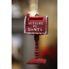 Piros karácsonyi díszes postaláda - 11cm  