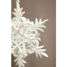 Fehér függő karácsonyi dekoráció hópehely - 11 cm