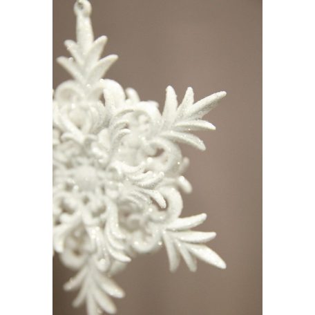 Fehér függő karácsonyi dekoráció hópehely - 11 cm