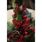 Piros mű betűző, bogyókkal - 65 cm 