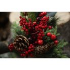 Piros mű betűző, bogyókkal - 65 cm 