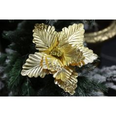 Arany fényes karácsonyi rózsa - 24 cm