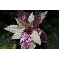Rózsaszín halvány és fényes karácsonyi rózsa - 28 cm 