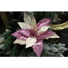 Rózsaszín halvány és fényes karácsonyi rózsa - 28 cm 