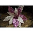 Rózsaszín halvány és fényes karácsonyi rózsa - 28 cm 