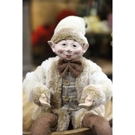 Elegáns karácsonyi manó - Krém - 50 cm