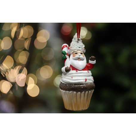 Klasszikus karácsonyi dekoráció Mikulás muffinban - 11 cm